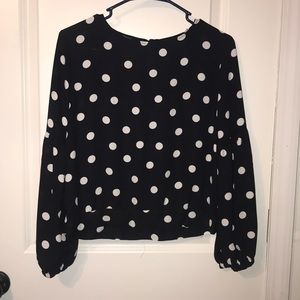 Art class navy blue pock-a-dot shirt